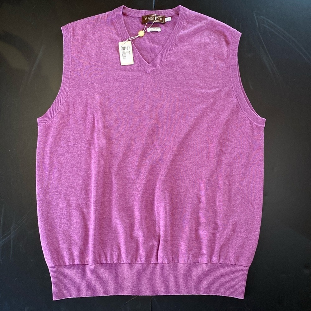 Patrick James Reserve Silk Cotton Cashmere Blend Sweater Vest Raspberry XL